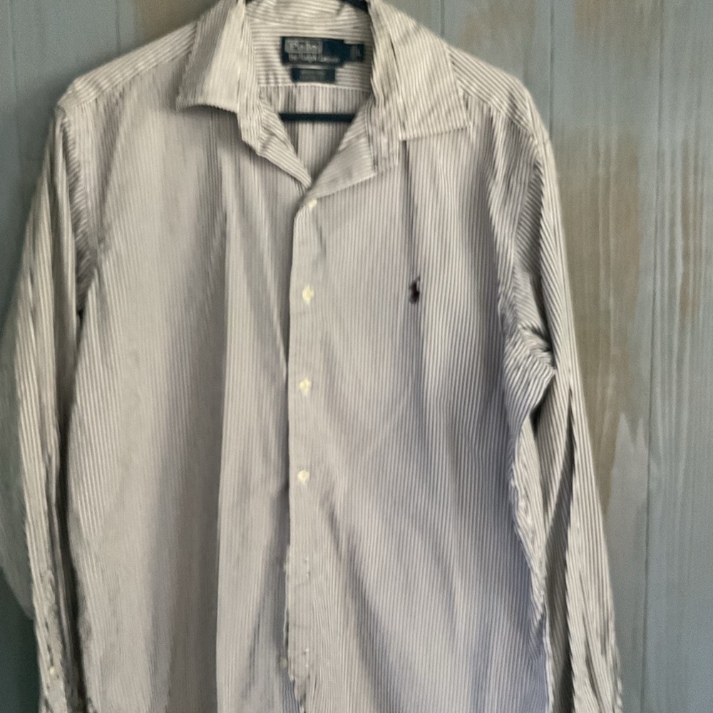 RALPH LAUREN POLO BLACK AND WHITE LONG SLEEVE STRIPED SHIRT SZ L EUC